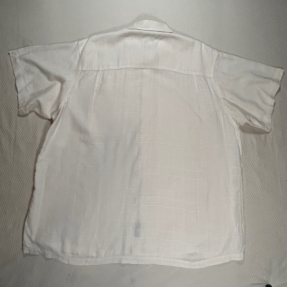 VTG Chereskin Linen Blend Short Sleeve Button Up Shirt Mens XXL Geometric Beachy - Picture 6 of 8